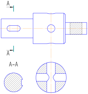 Пересечение двух отверстий на чертеже в разрезе